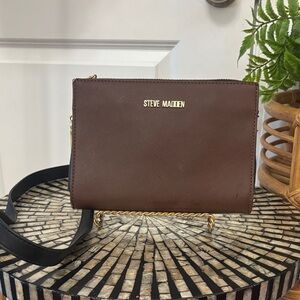 Steve Madden Chocolate Crossbody Bag with black strap- GUV